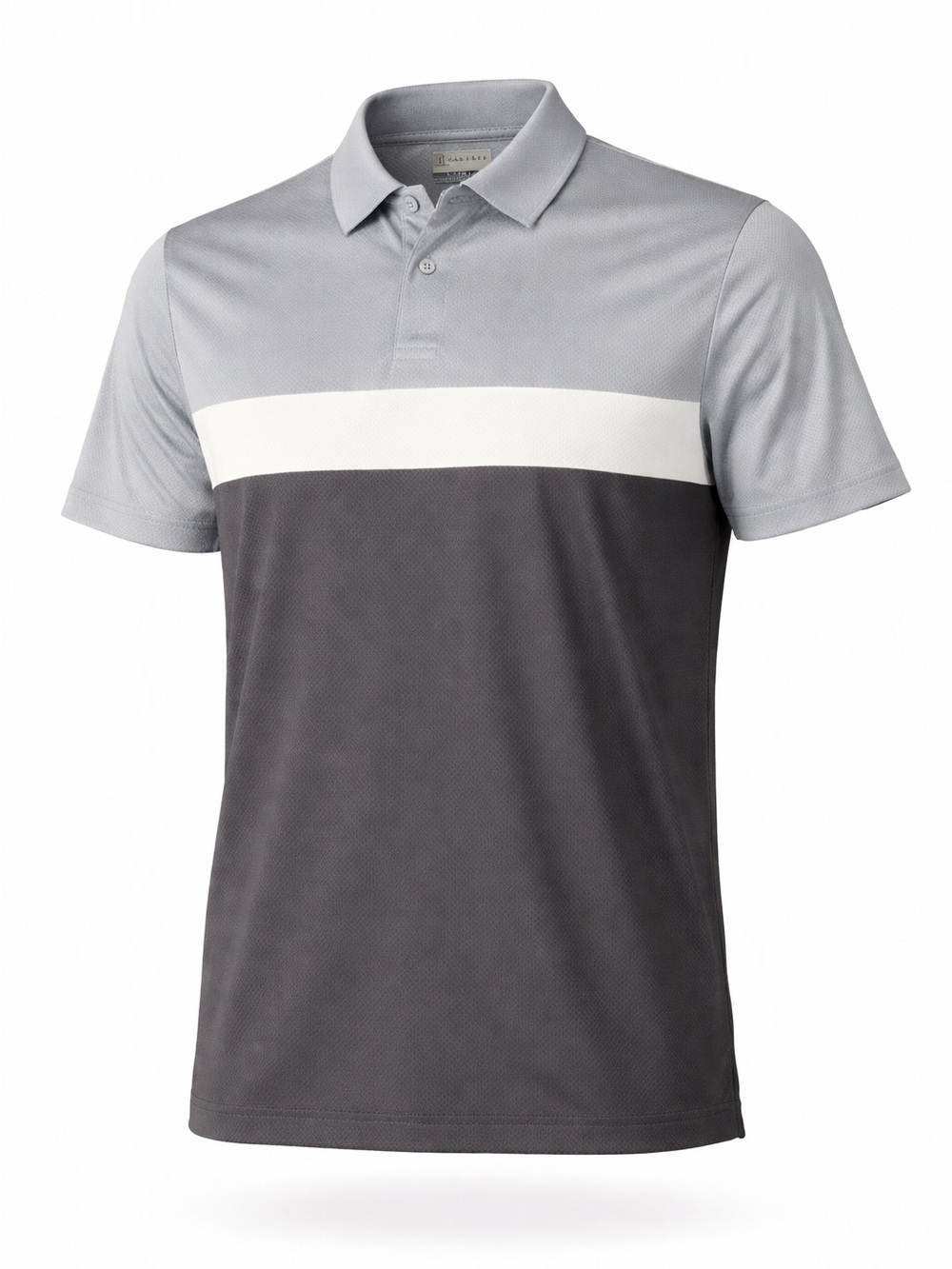 Men's Gray Colorblock Polo Shirt with White Stripe PGA SIZE Small